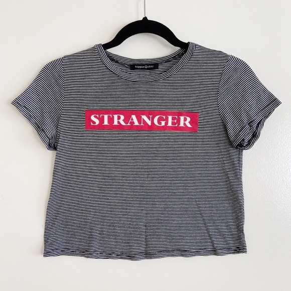 Hippie Chic STRANGER Striped Black Crop Top XS - Picture 1 of 6
